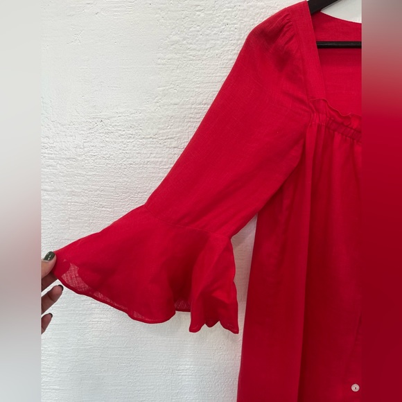 Sleeper Jane Linen Mini Dress Red - Picture 3 of 5